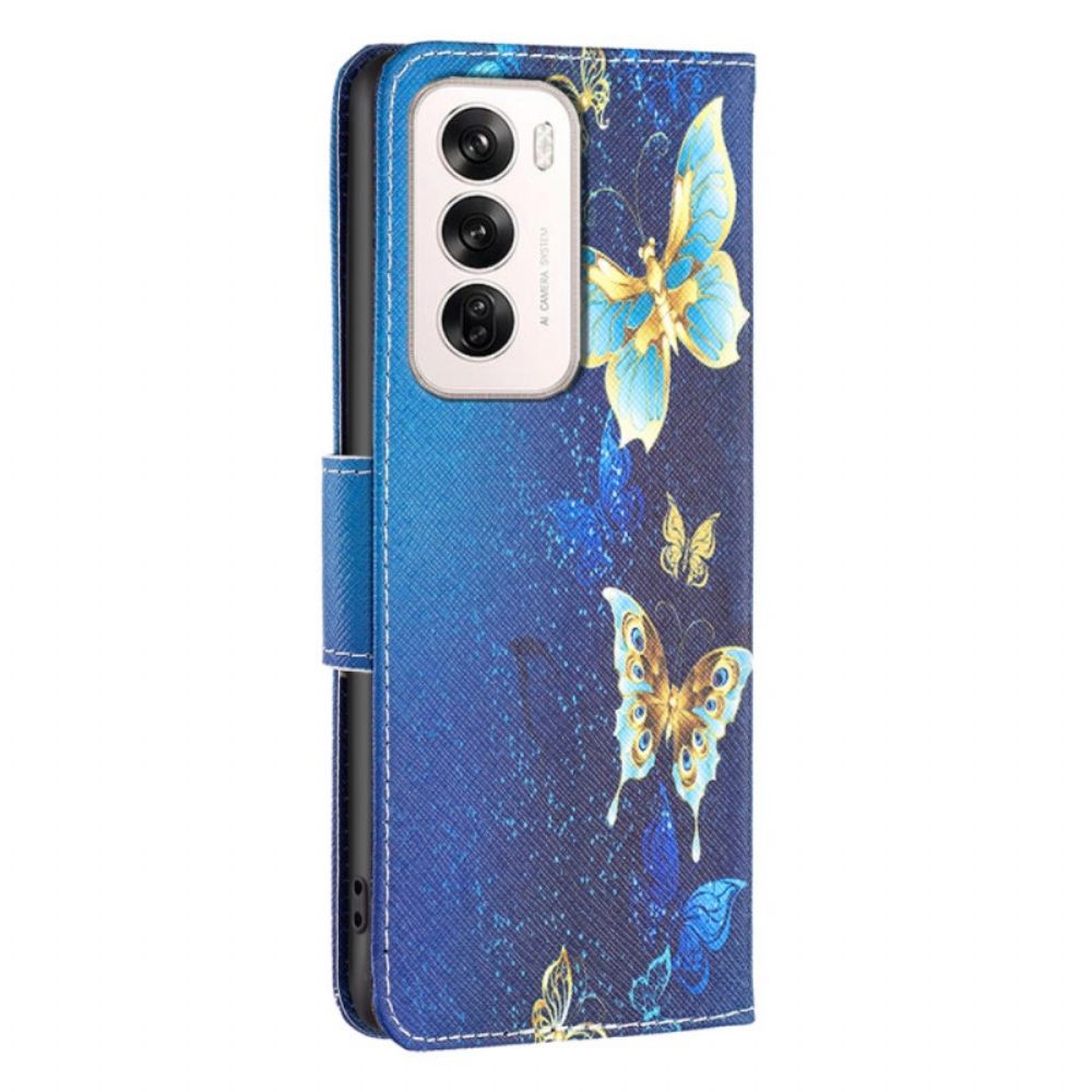 Bescherming Hoesje Oppo Reno 12 5g Gouden Vlinders