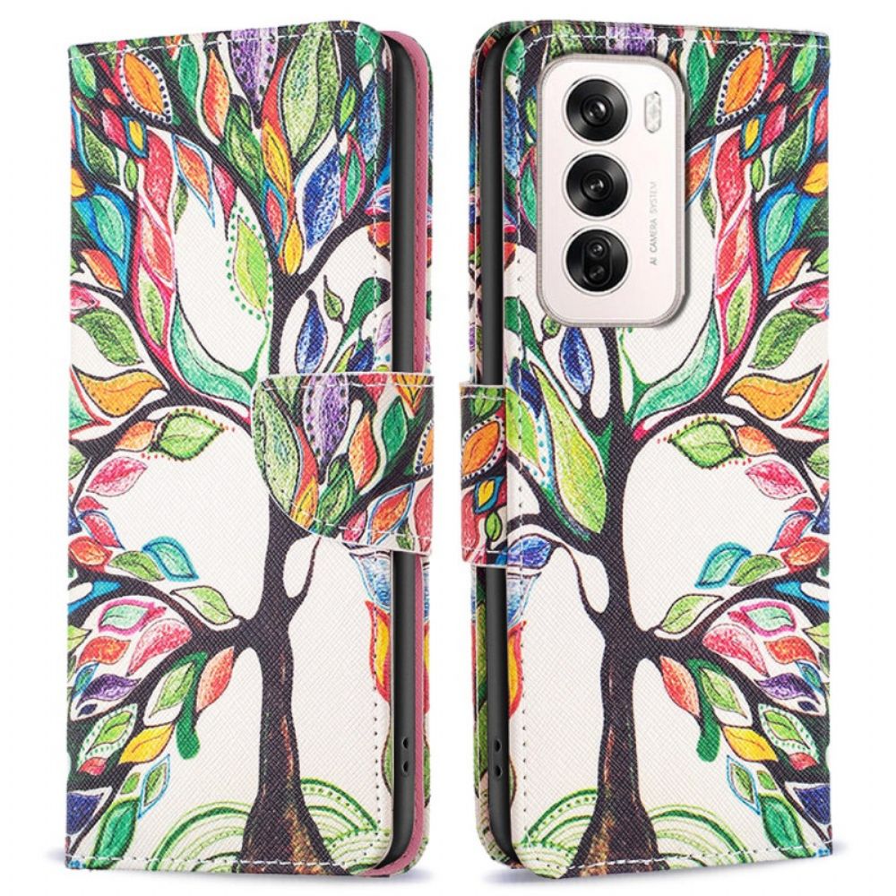 Flip Case Leren Oppo Reno 12 5g Levensboom