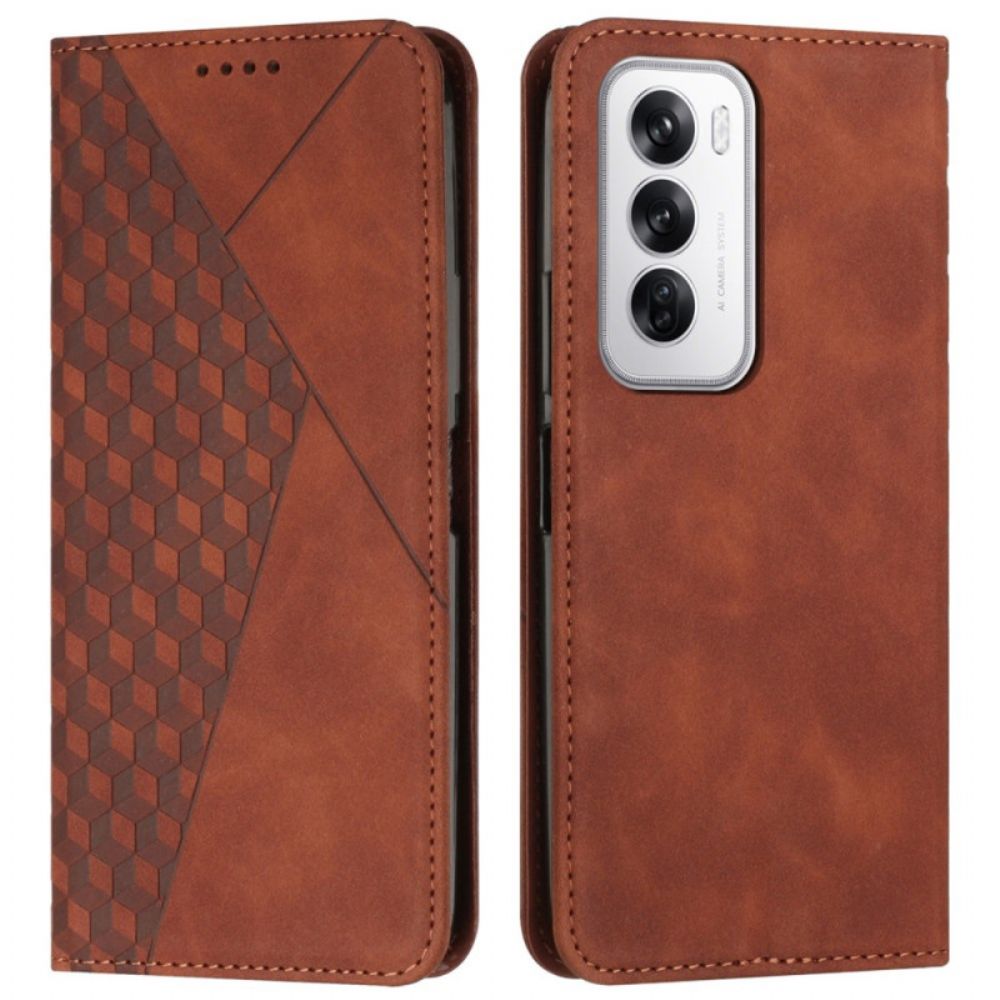 Folio-hoesje Oppo Reno 12 5g Ruitpatroon Bescherming Hoesje