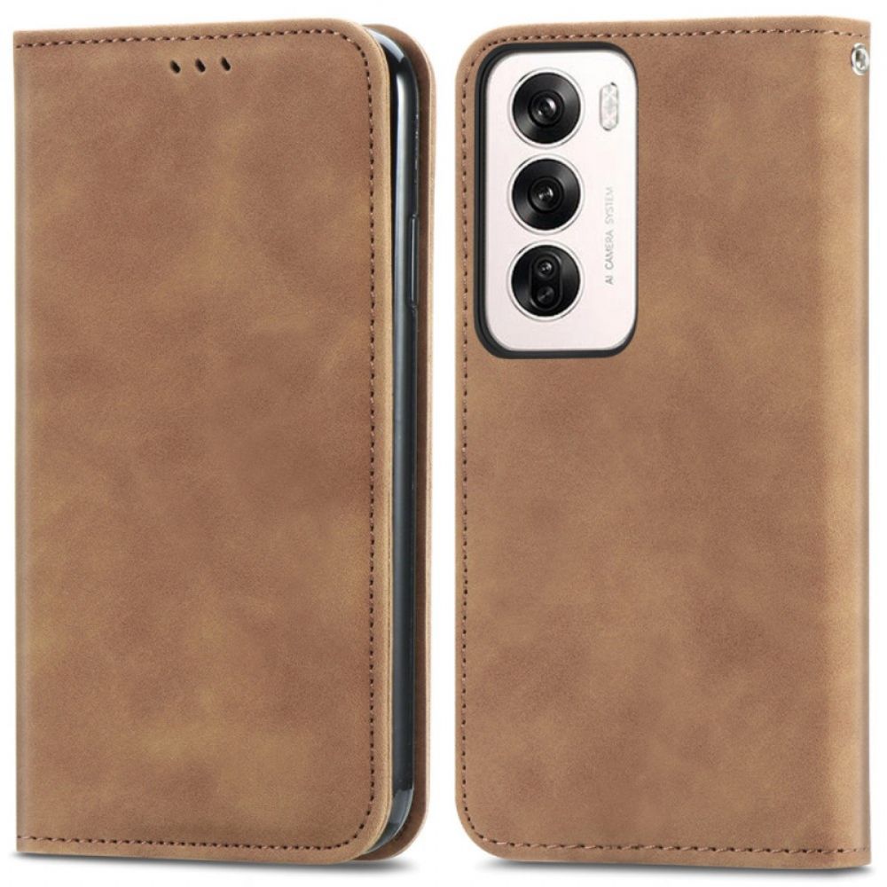 Folio-hoesje Oppo Reno 12 5g Suède-effect Bescherming Hoesje