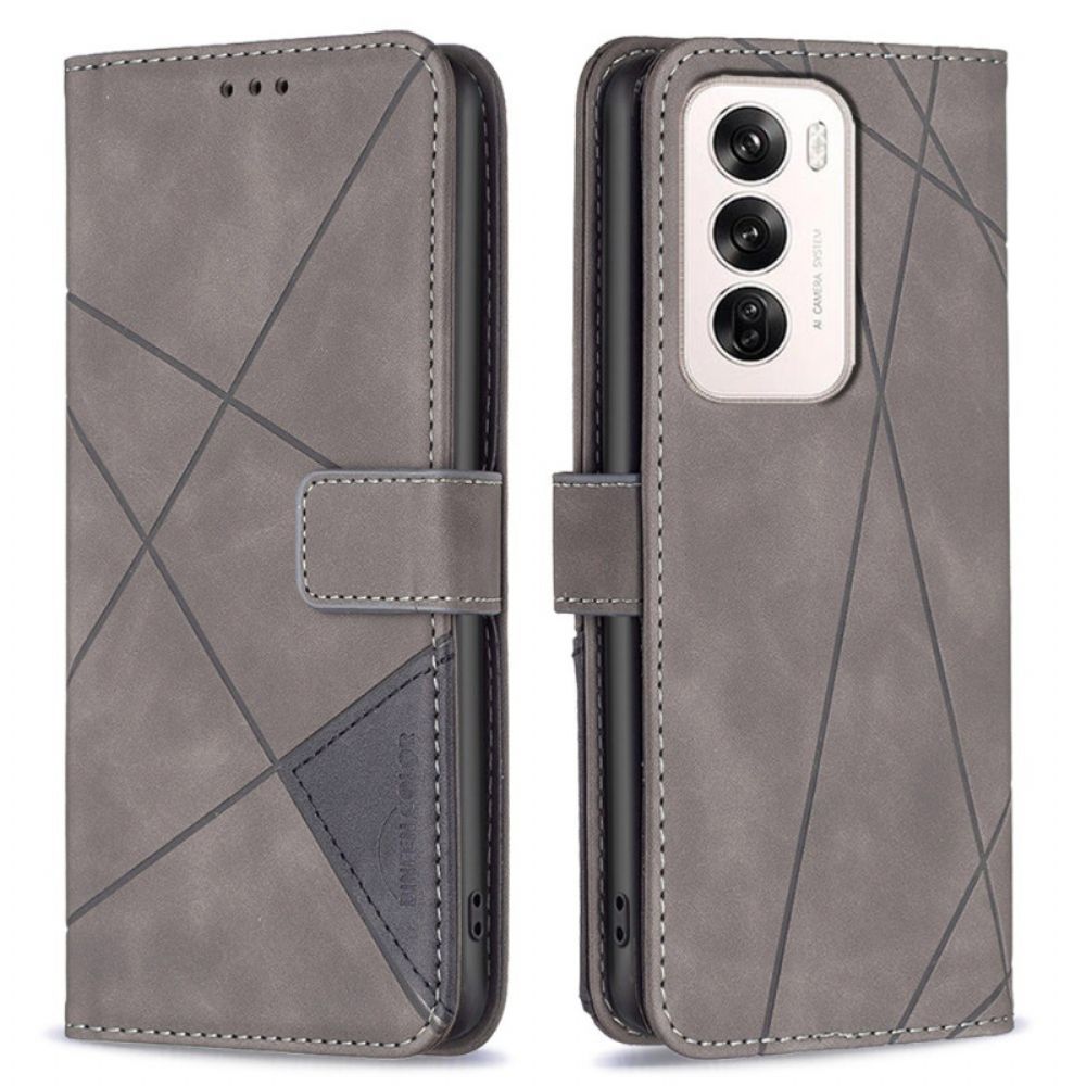 Folio-hoesje Oppo Reno 12 5g Telefoonhoesje Geometrie Binfen Kleur