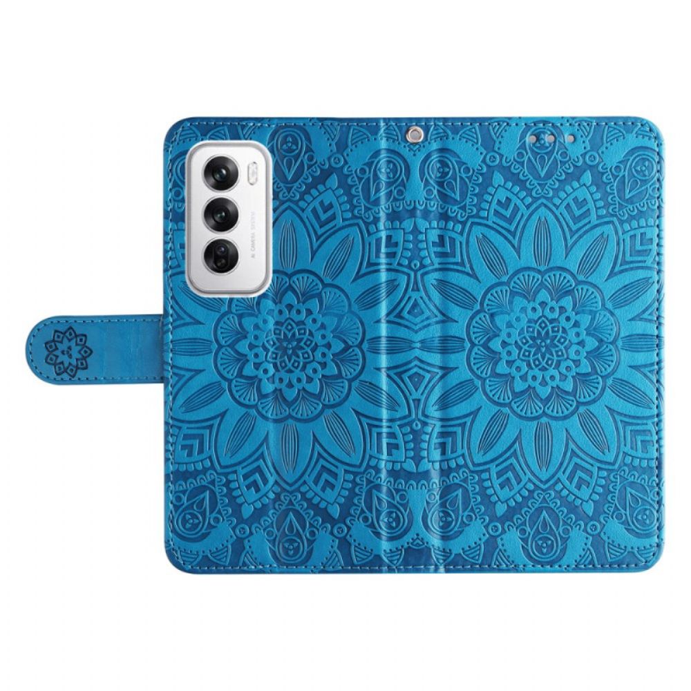 Folio-hoesje Oppo Reno 12 5g Telefoonhoesje Zonnebloempatroon En Riem