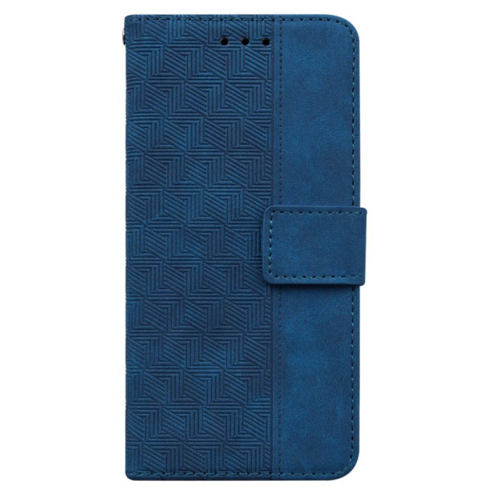 Leren Hoesje Oppo Reno 12 5g Geweven Patroon Met Bandjes Bescherming Hoesje