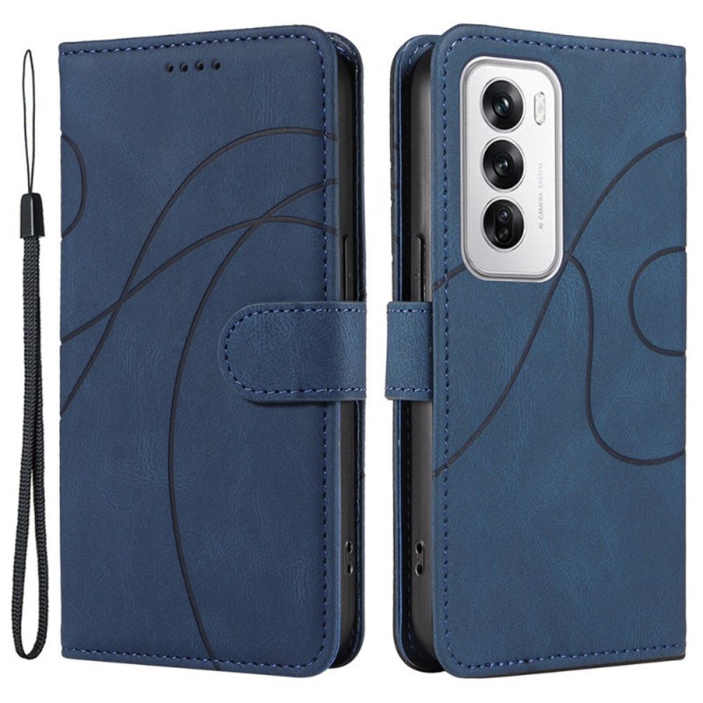 Leren Hoesje Oppo Reno 12 5g Golvende Lijnen Bescherming Hoesje