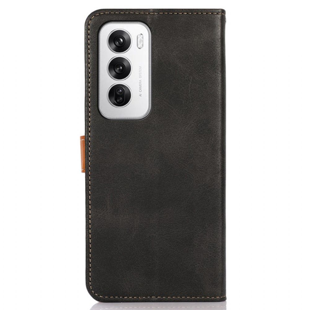 Leren Hoesje Oppo Reno 12 5g Gouden Sluiting Khazneh Bescherming Hoesje