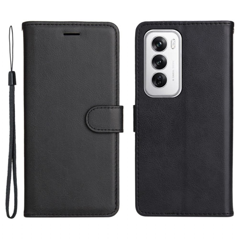 Leren Hoesje Oppo Reno 12 5g Ledereffect Met Riem Bescherming Hoesje