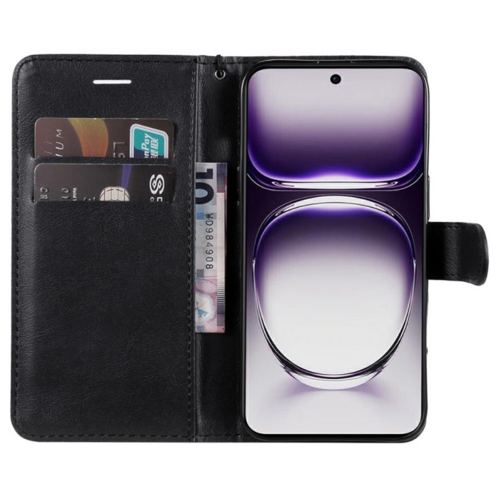 Leren Hoesje Oppo Reno 12 5g Ledereffect Met Riem Bescherming Hoesje