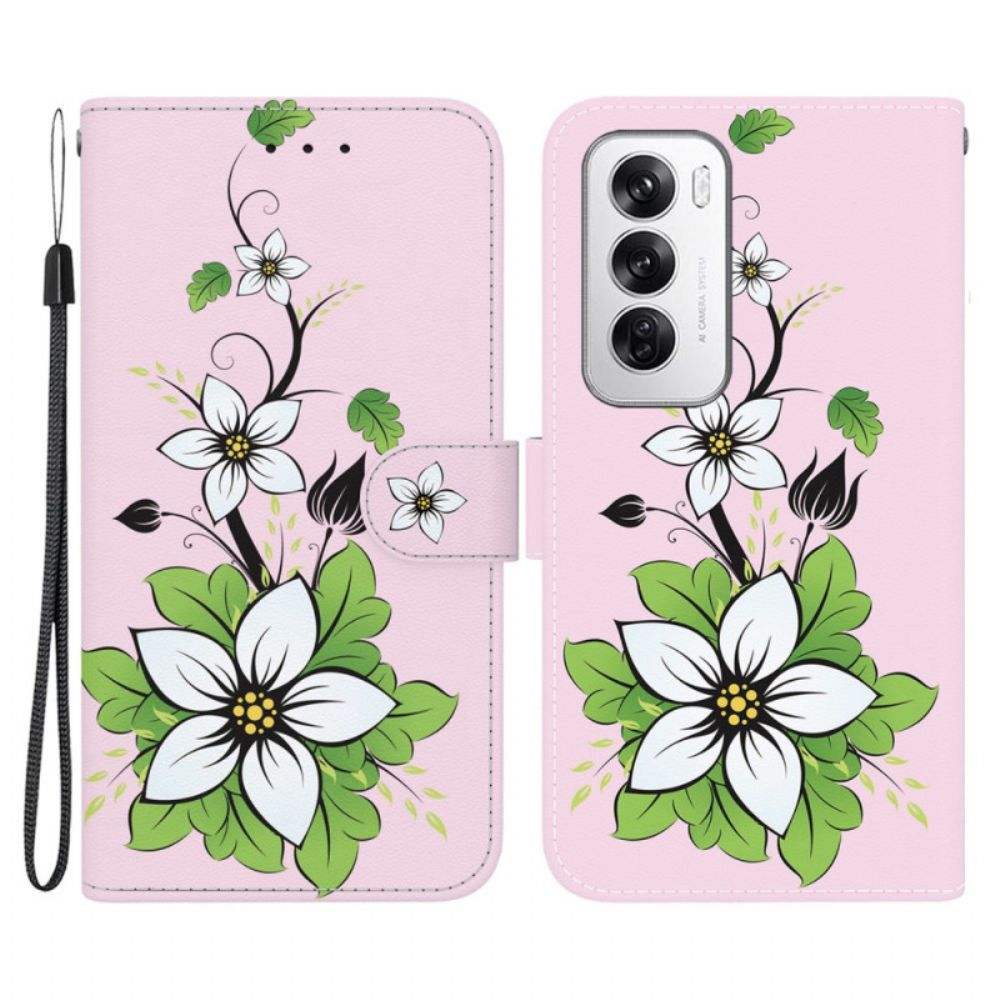 Leren Hoesje Oppo Reno 12 5g Lelie In Riem