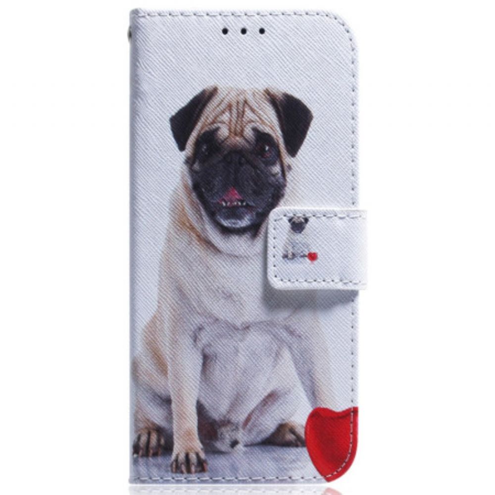 Leren Hoesje Oppo Reno 12 5g Mopshond Bescherming Hoesje