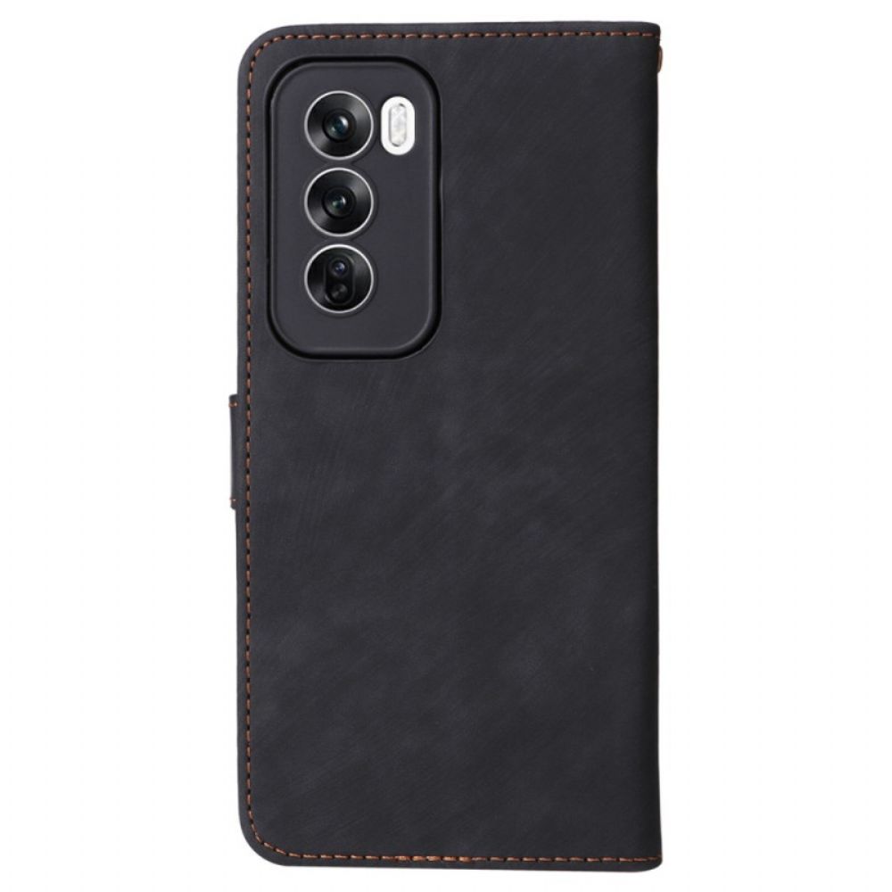 Leren Hoesje Oppo Reno 12 5g Suède-effect Met Riempje