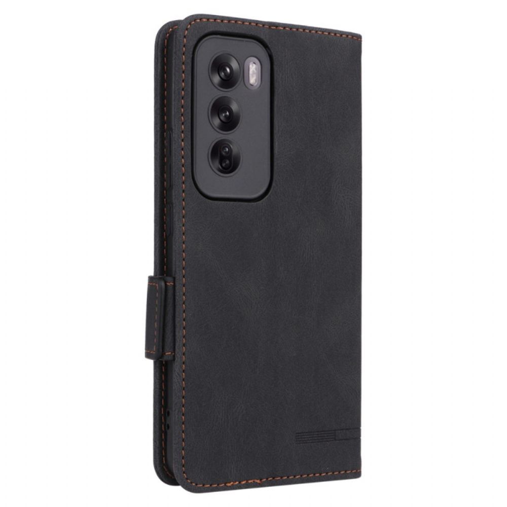 Leren Hoesje Voor Oppo Reno 12 5g Vintagestijl