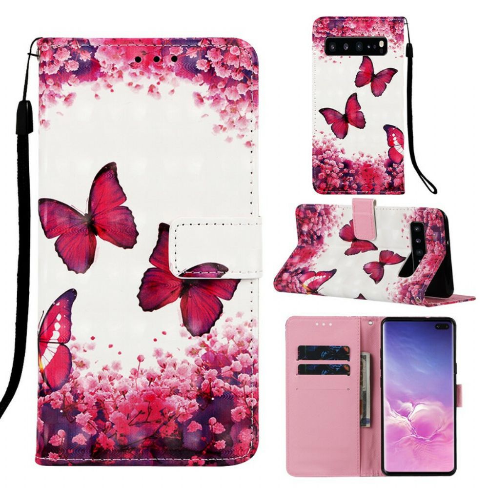 Folio-hoesje voor Samsung Galaxy S10 5G Rode Vlinders