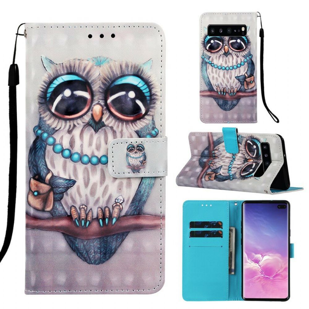 Leren Hoesje voor Samsung Galaxy S10 5G Juffrouw Uil