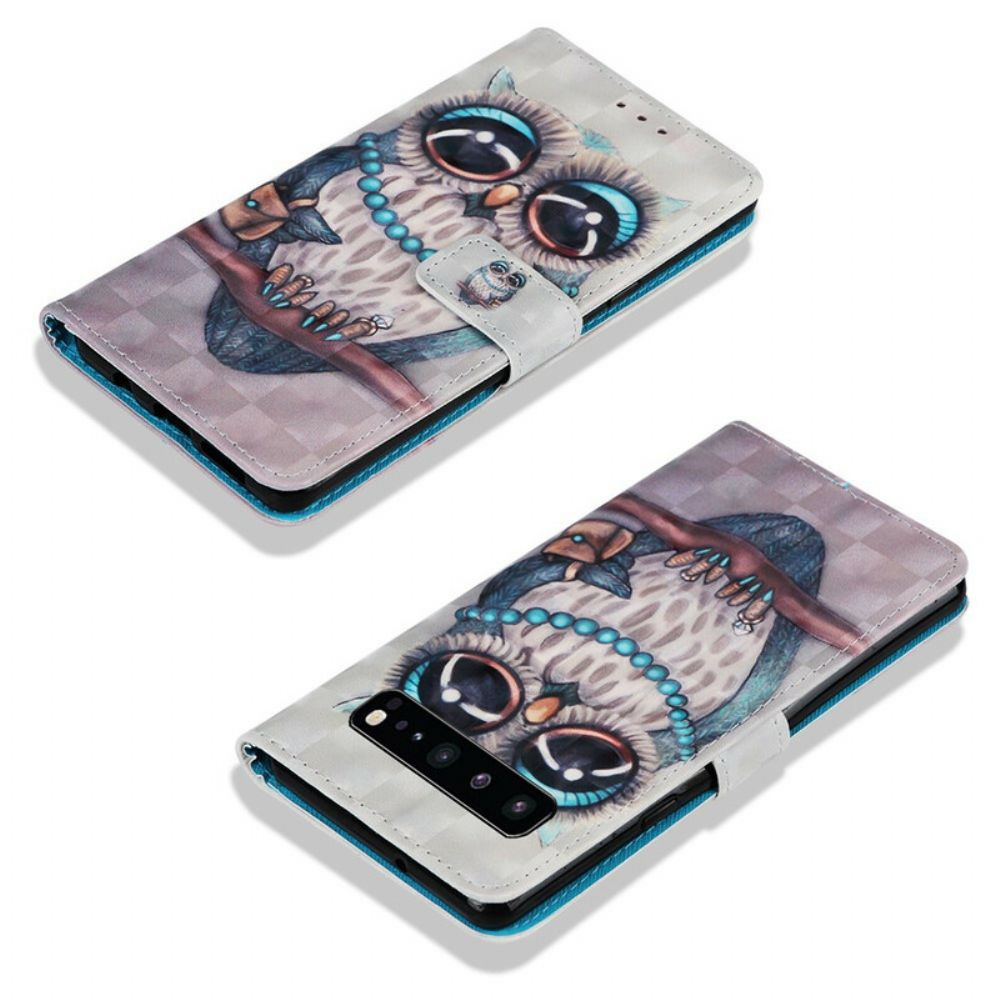 Leren Hoesje voor Samsung Galaxy S10 5G Juffrouw Uil