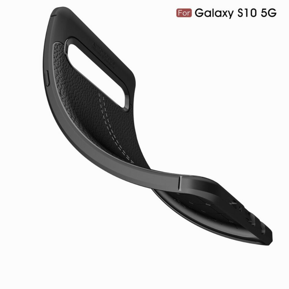 Telefoonhoesje voor Samsung Galaxy S10 5G Dubbele Lijn Litchi Leder Effect