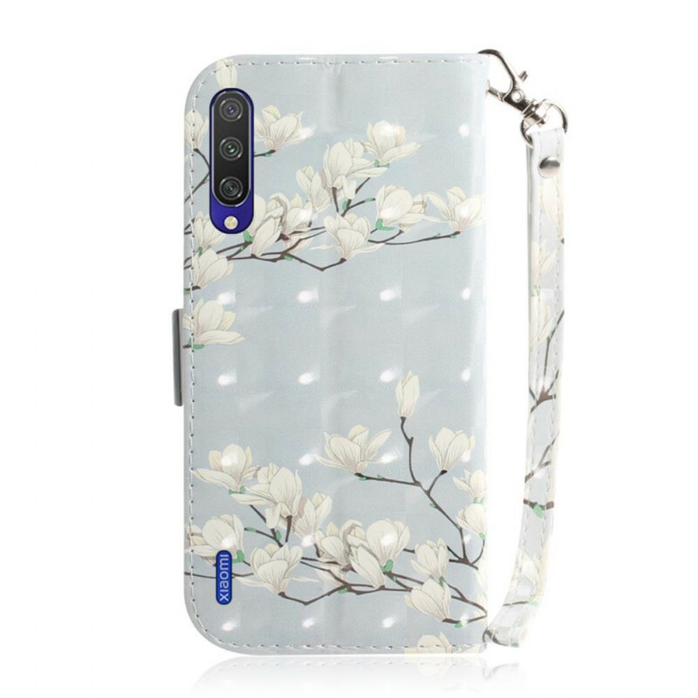 Flip Case voor Xiaomi Mi A3 Met Ketting Thong Bloemenboom