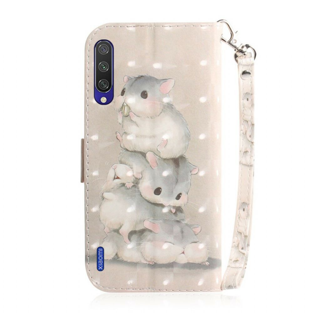 Folio-hoesje voor Xiaomi Mi A3 Met Ketting Thong Hamsters