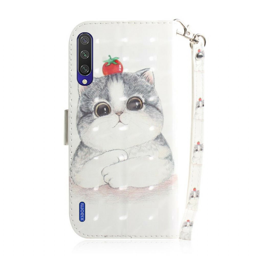 Leren Hoesje voor Xiaomi Mi A3 Met Ketting Tomaat Op De String Cat