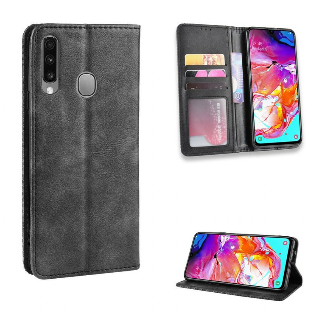 Bescherming Hoesje voor Samsung Galaxy A20s Folio-hoesje Vintage Gestileerd Leereffect