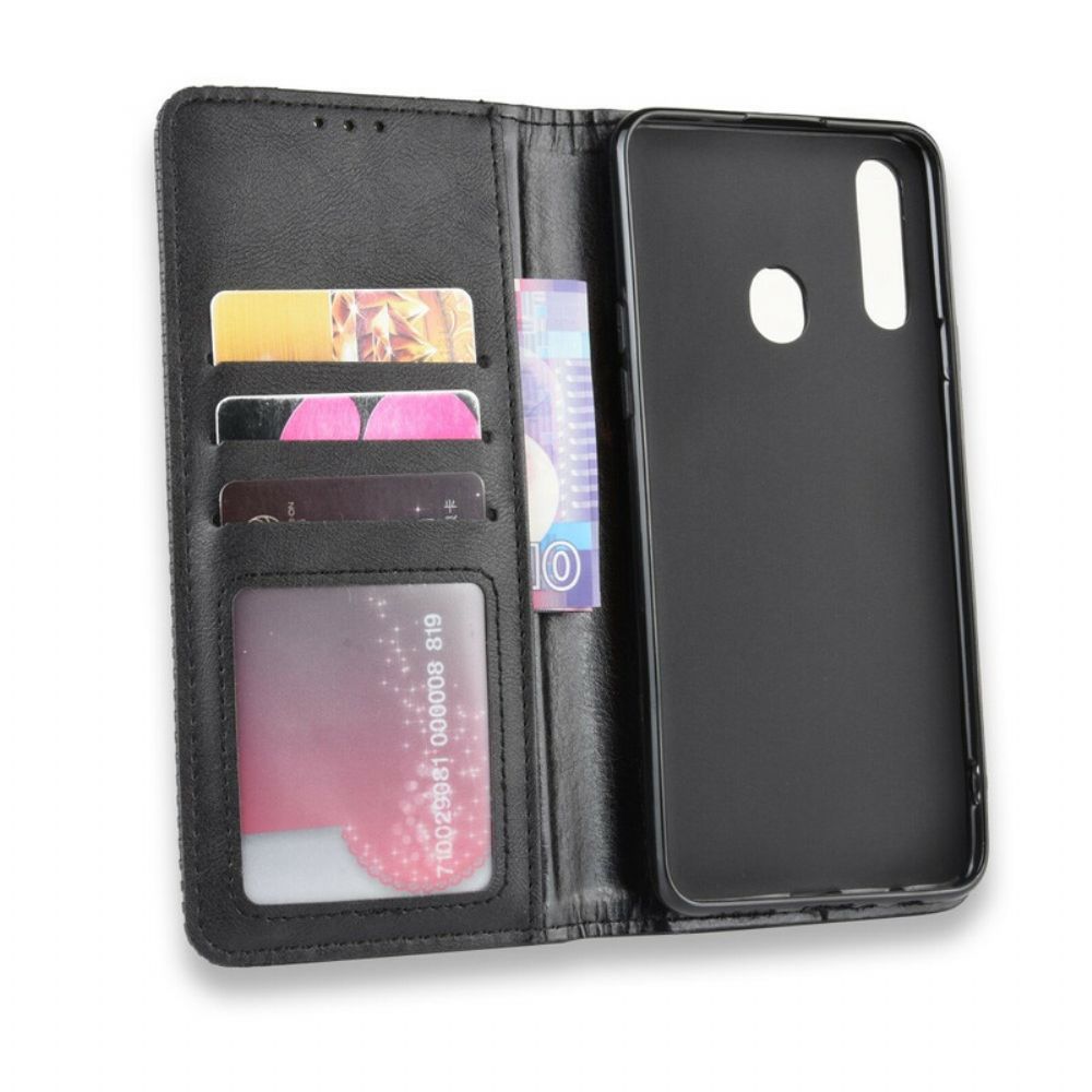 Bescherming Hoesje voor Samsung Galaxy A20s Folio-hoesje Vintage Gestileerd Leereffect