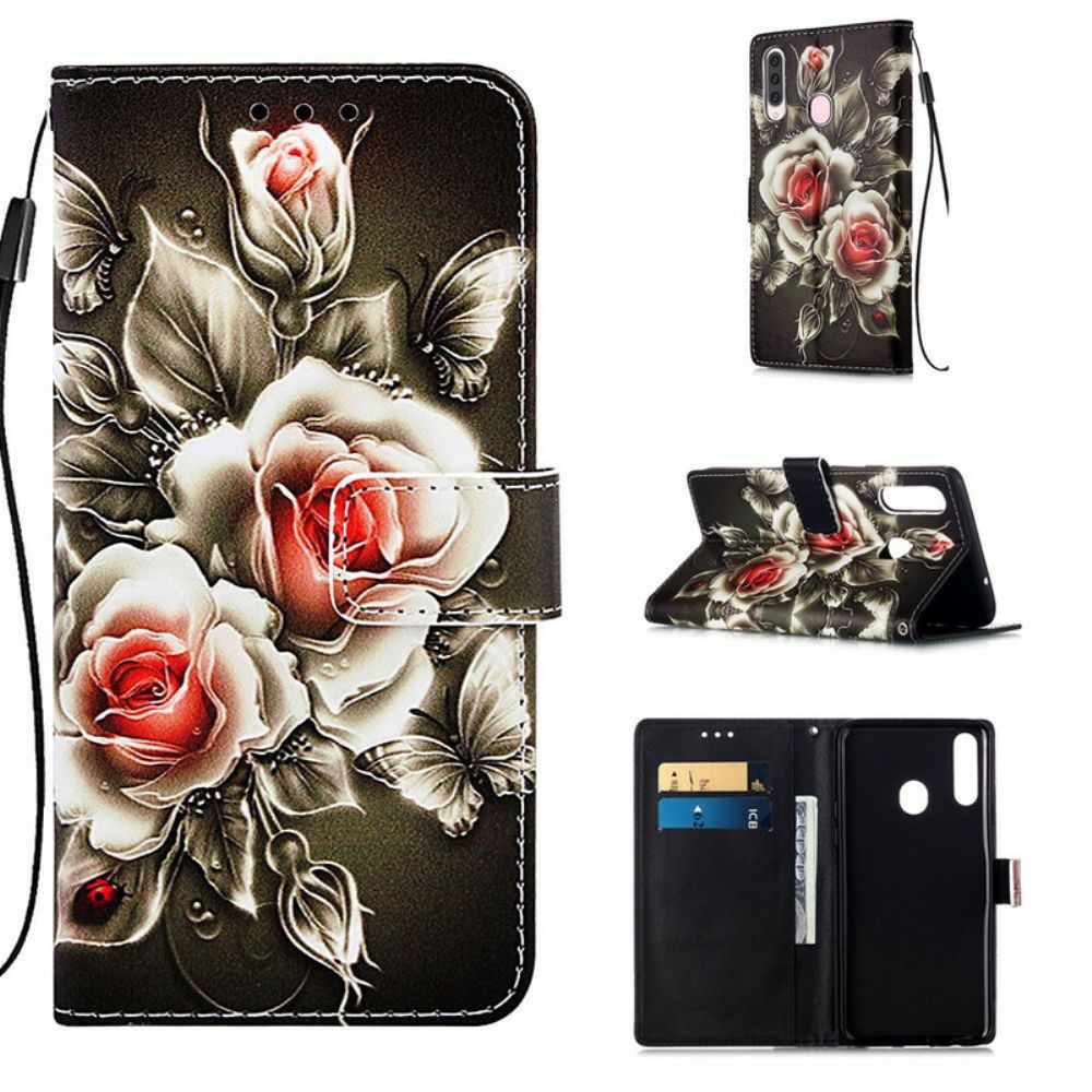 Folio-hoesje voor Samsung Galaxy A20s Gouden Rozen