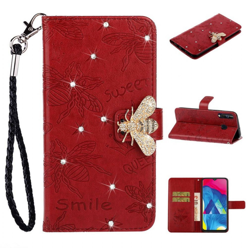 Leren Hoesje voor Samsung Galaxy A20s Smile Bee Charm