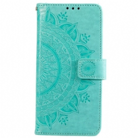 Folio-hoesje voor Xiaomi 12 Pro Met Ketting Strappy Zon Mandala