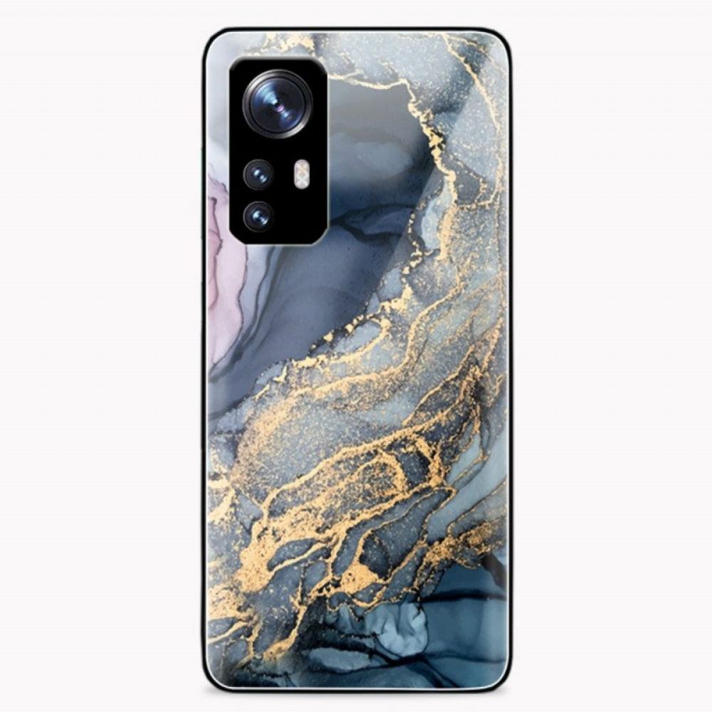 Hoesje voor Xiaomi 12 Pro Gekleurd Marmer Gehard Glas