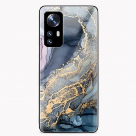 Hoesje voor Xiaomi 12 Pro Gekleurd Marmer Gehard Glas