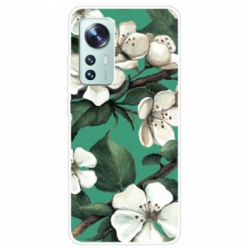 Hoesje voor Xiaomi 12 Pro Siliconen Witte Bloemen