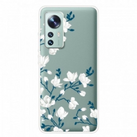 Hoesje voor Xiaomi 12 Pro Siliconen Witte Bloemen