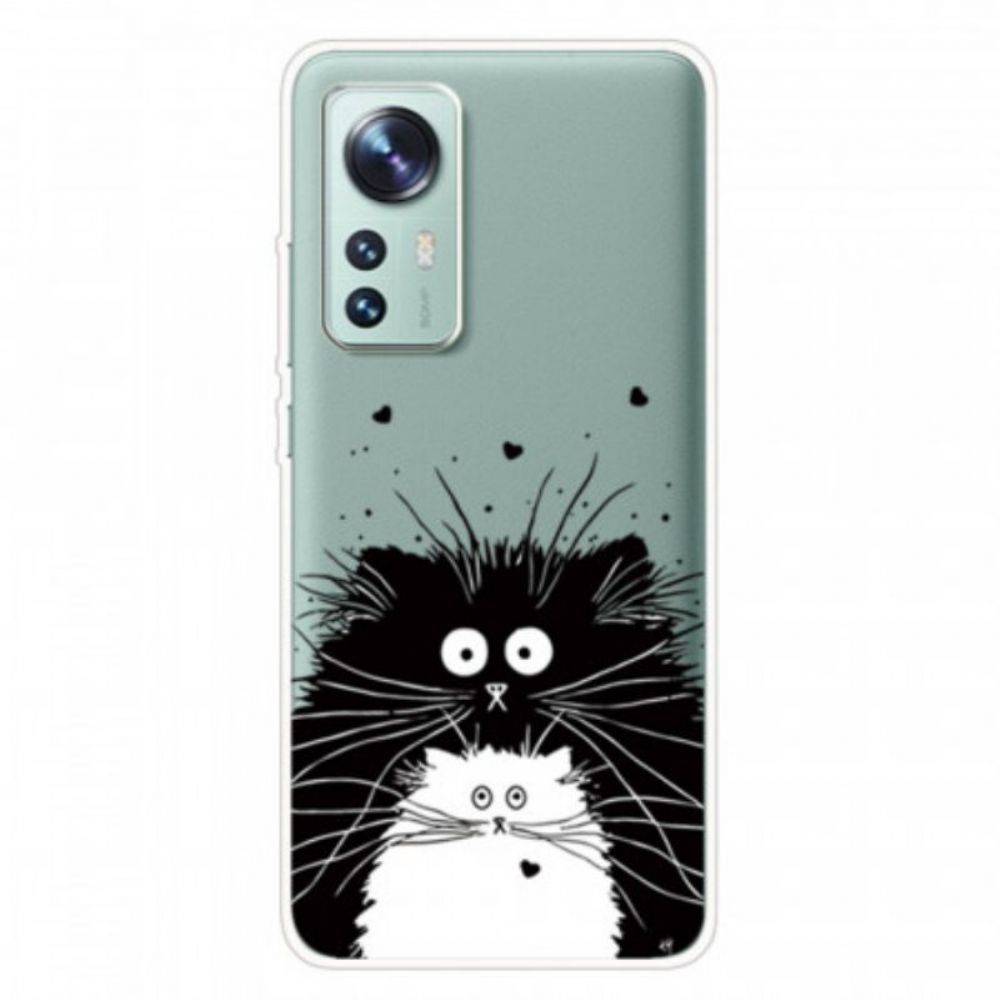 Hoesje voor Xiaomi 12 Pro Siliconen Zwart-witte Katten