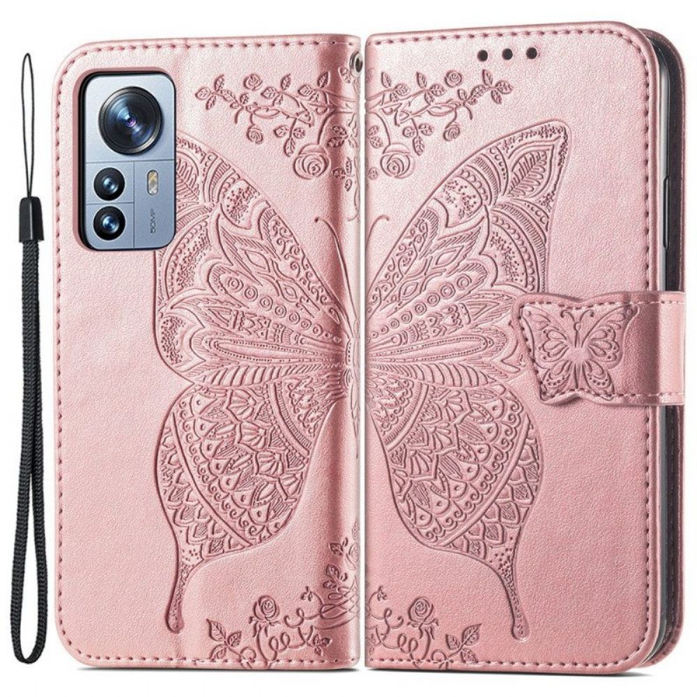 Leren Hoesje voor Xiaomi 12 Pro Halve Vlinder