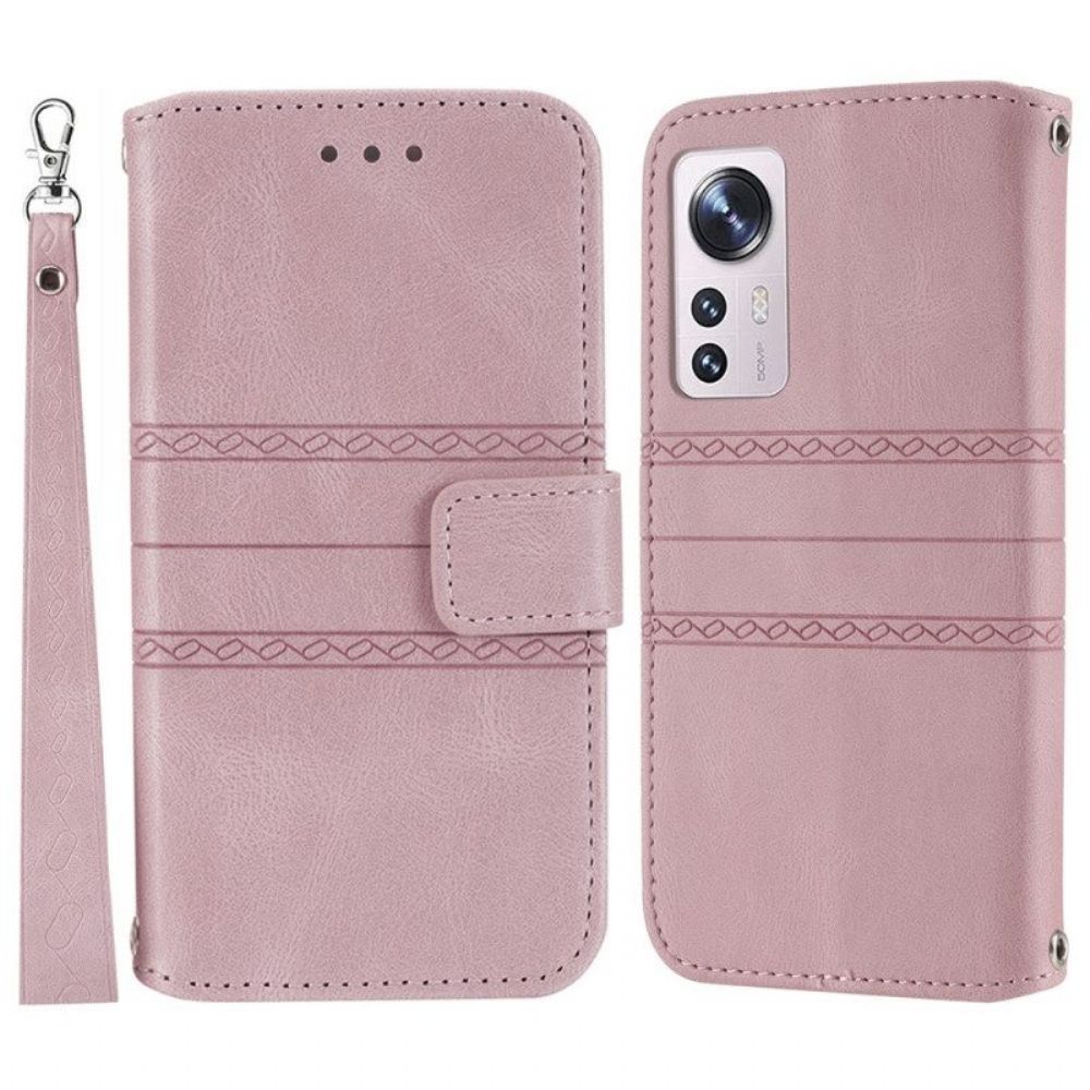 Leren Hoesje voor Xiaomi 12 Pro Met Ketting Patroon Met Bandjes