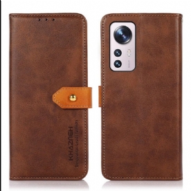 Leren Hoesje voor Xiaomi 12 Pro Tweekleurige Gouden Gesp Khazneh