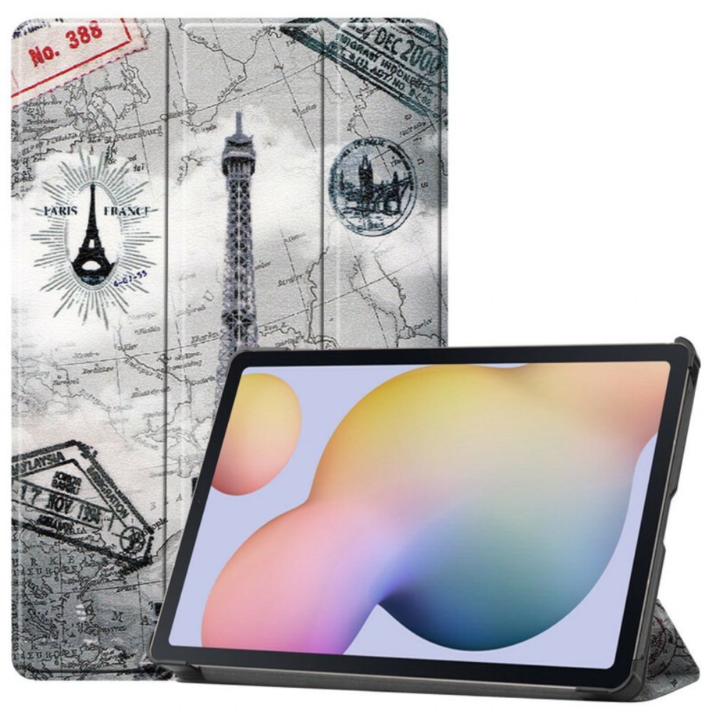 Bescherming Hoesje voor Samsung Galaxy Tab S7 / Tab S8 Eiffeltoren Stylus Houder