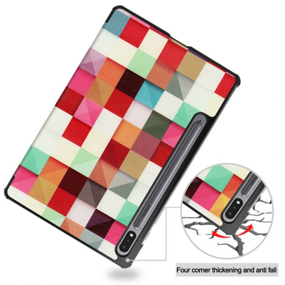 Bescherming Hoesje voor Samsung Galaxy Tab S7 / Tab S8 Mozaïek Stylus Houder