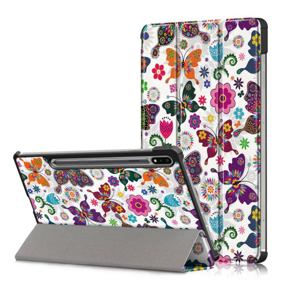 Bescherming Hoesje voor Samsung Galaxy Tab S7 / Tab S8 Verbeterde Vlinders En Bloemen