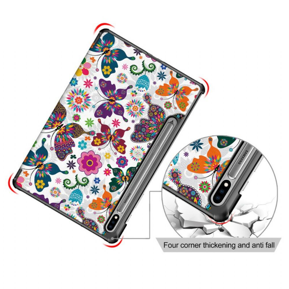 Bescherming Hoesje voor Samsung Galaxy Tab S7 / Tab S8 Verbeterde Vlinders En Bloemen