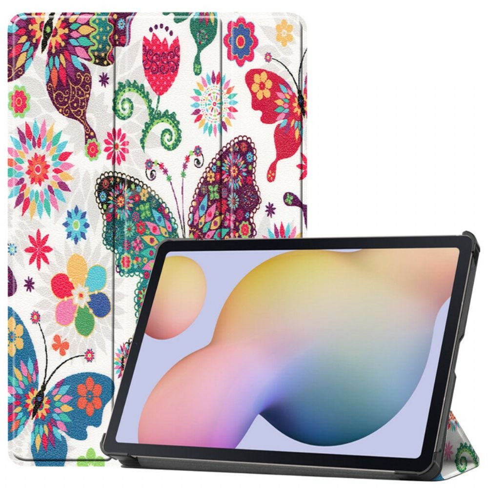 Bescherming Hoesje voor Samsung Galaxy Tab S7 / Tab S8 Vintage Bloem Pennenhouder