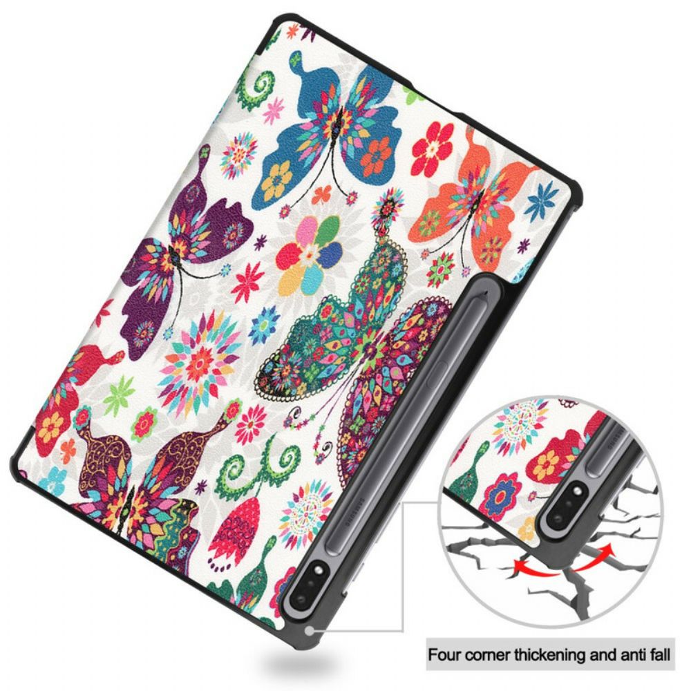 Bescherming Hoesje voor Samsung Galaxy Tab S7 / Tab S8 Vintage Bloem Pennenhouder