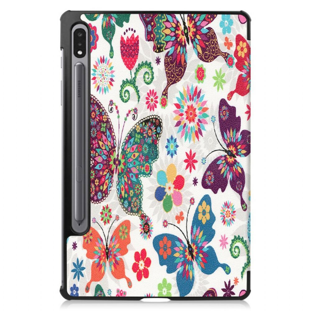 Bescherming Hoesje voor Samsung Galaxy Tab S7 / Tab S8 Vintage Bloem Pennenhouder