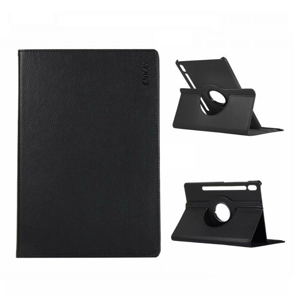 Cover voor Samsung Galaxy Tab S7 / Tab S8 360° Draaibaar Lychee Kunstleer Enkay