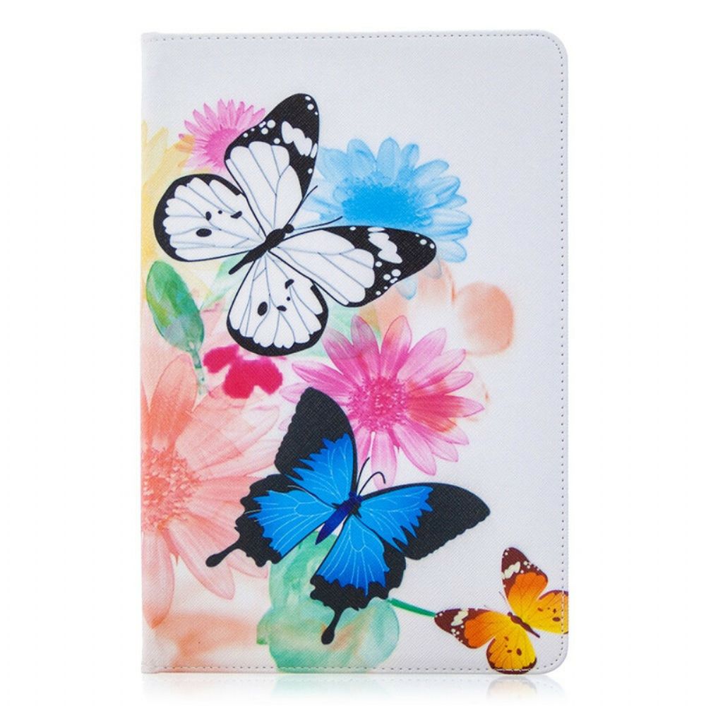 Cover voor Samsung Galaxy Tab S7 / Tab S8 Aquarel Vlinders