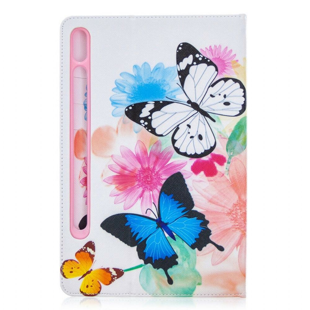 Cover voor Samsung Galaxy Tab S7 / Tab S8 Aquarel Vlinders