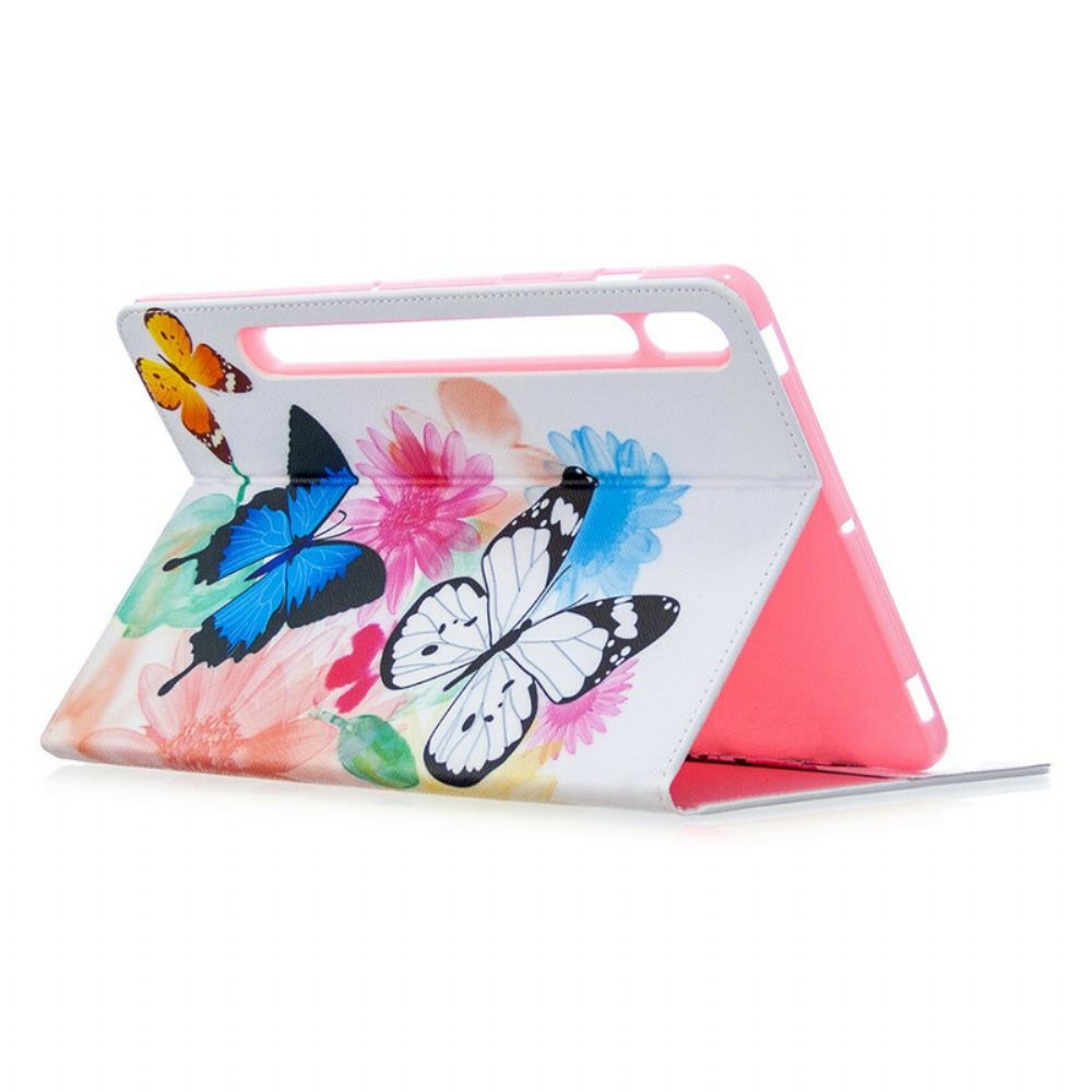 Cover voor Samsung Galaxy Tab S7 / Tab S8 Aquarel Vlinders