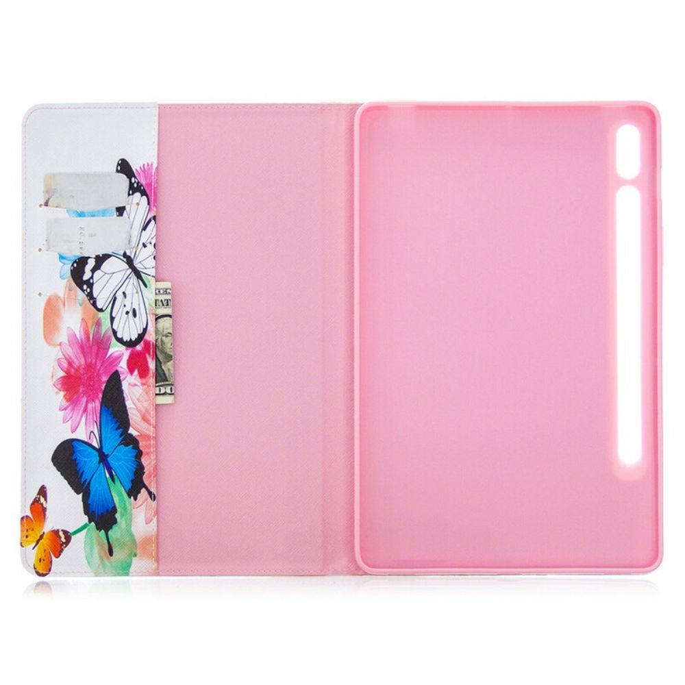 Cover voor Samsung Galaxy Tab S7 / Tab S8 Aquarel Vlinders