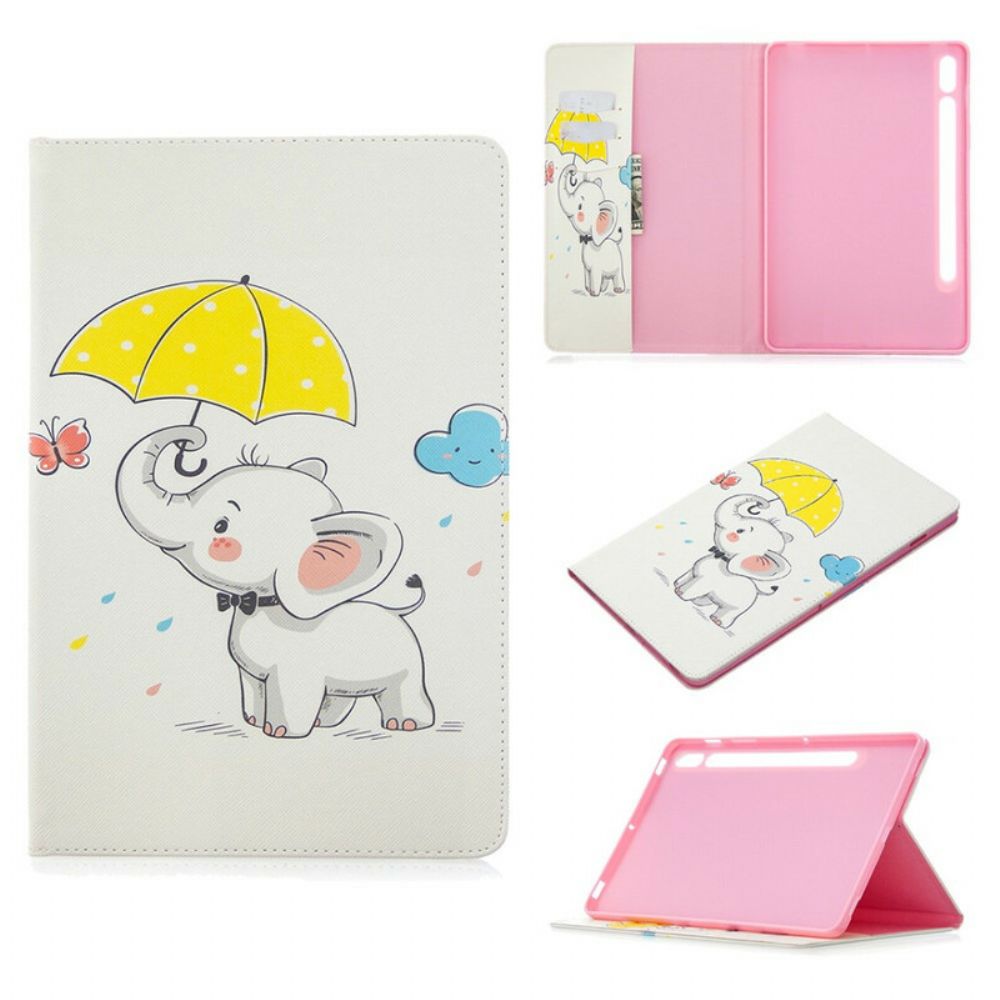 Cover voor Samsung Galaxy Tab S7 / Tab S8 Olifant Gedrukt Patroon