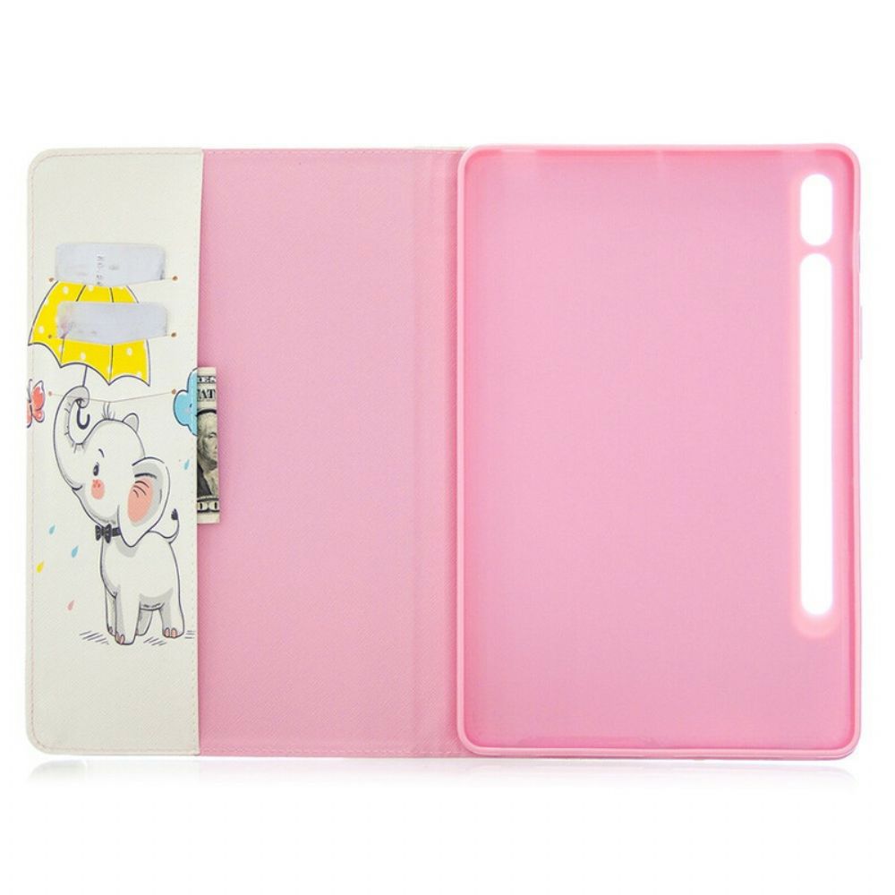 Cover voor Samsung Galaxy Tab S7 / Tab S8 Olifant Gedrukt Patroon