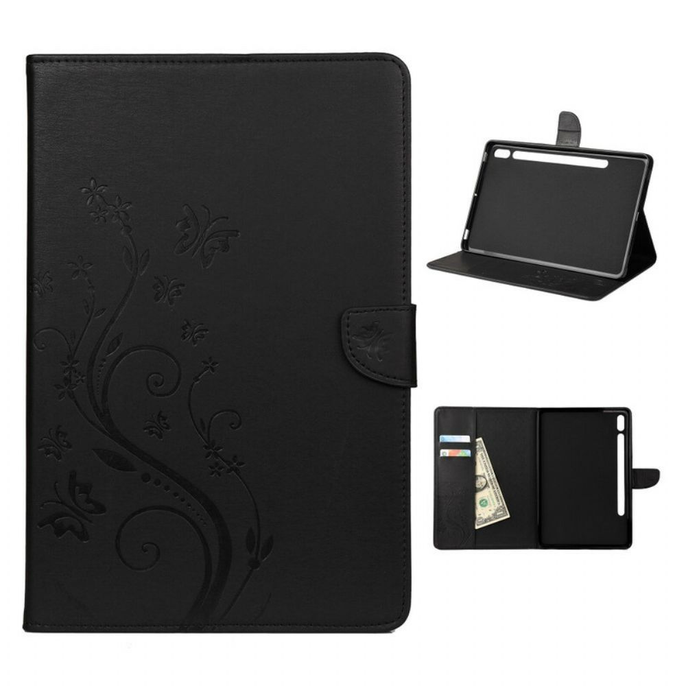 Flip Case voor Samsung Galaxy Tab S7 / Tab S8 Bloemenvlinders